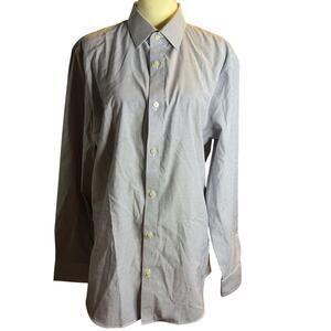 Banana Republic Non-Iron Slim Fit Dress Shirt, Gray White Pinstripe, Men's Large